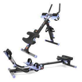 3IN1 Ab & Core Trainer Pro with Resistance Bands | Foldable Exercise Machine for Full Body Workout & Muscle Toning, Home Gym Equipment (Color: Blue)
